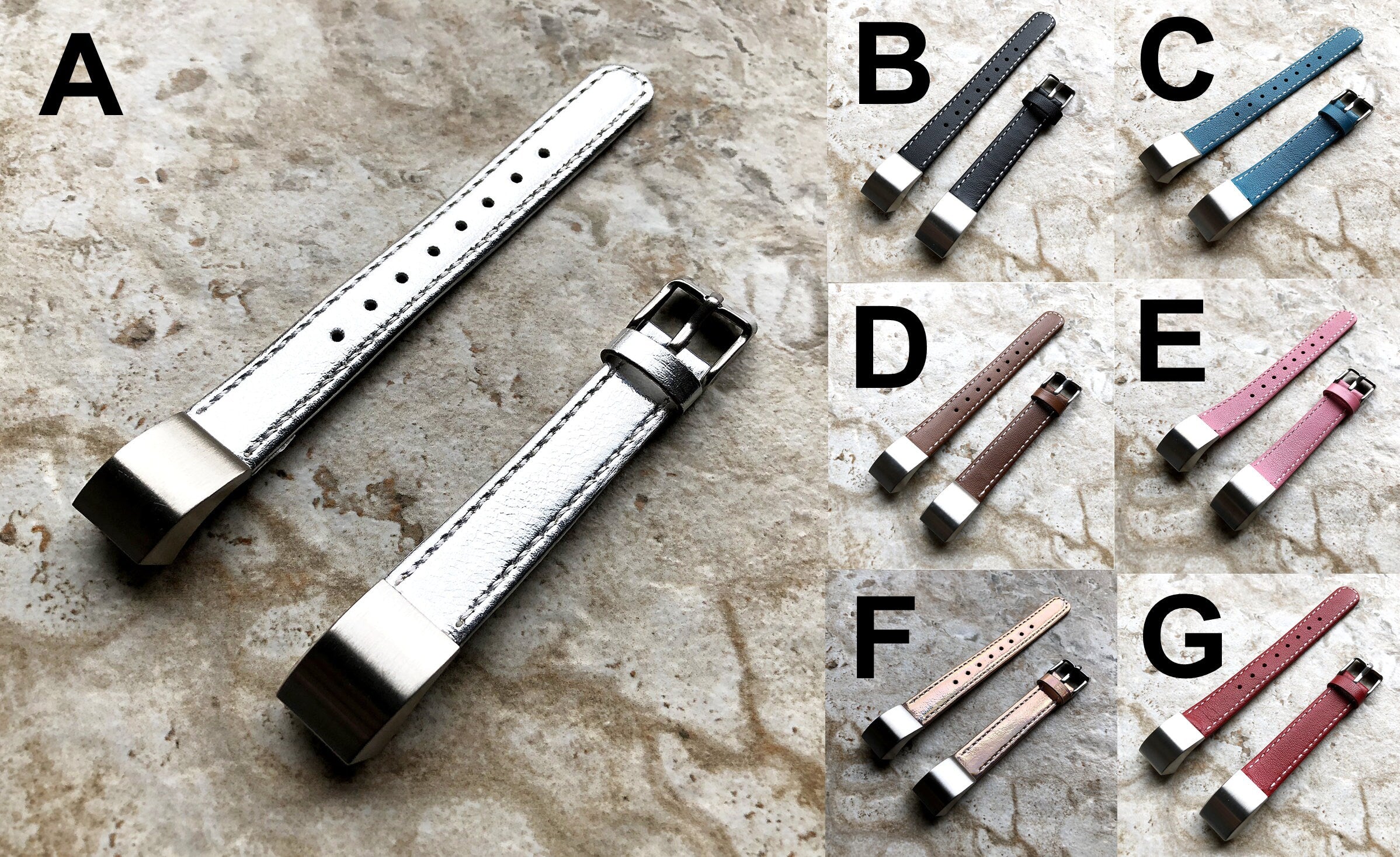 Fitbit Alta HR Classic Stylish Elegant Soft Leather Band Strap with Stitching Details Quick Release Adapters Included Ready to Attach SL